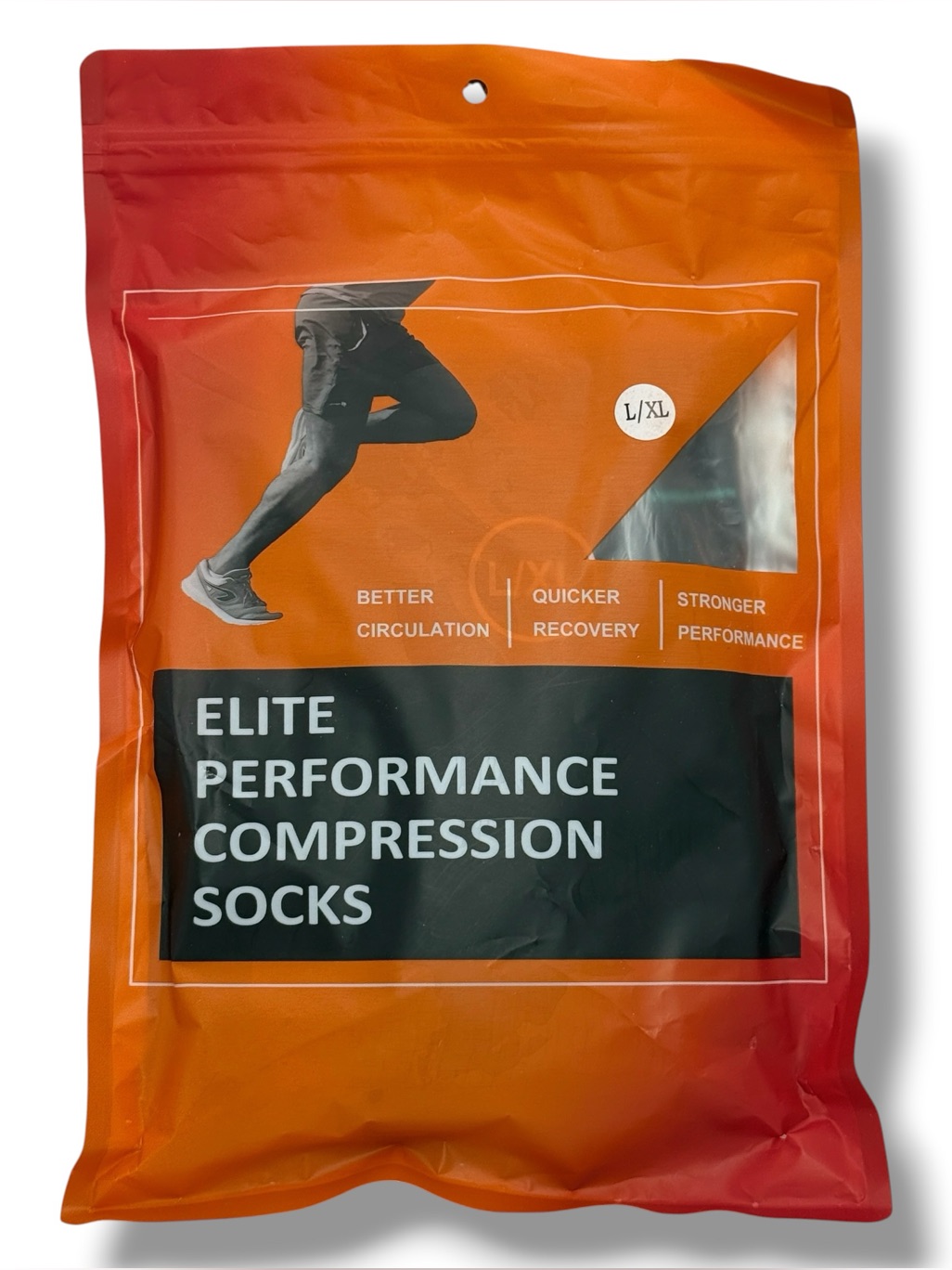 Elite Performance Compression Socks L/Xl 3 Pairs Athletic Running Travel